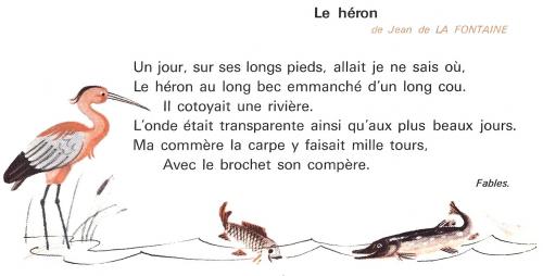 Le Héron Jean de La Fontaine extraits