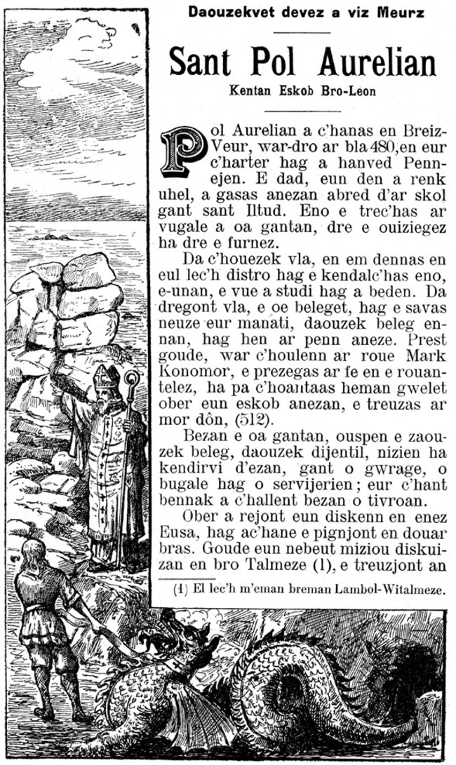 Dragon térrassé, légende en breton