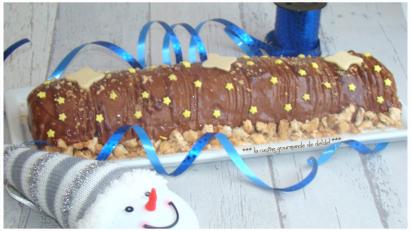 BUCHE AU CHOCOLAT NOIR ET DACQUOISE NOISETTE