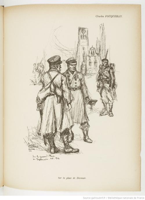 Sur la place de Dixmude (Charles Fouqueray) - La Grande Guerre par les artistes (gallica)