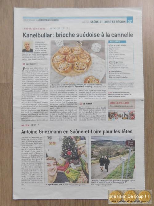 Mes recettes dans le Journal de Saône & Loire JSL 71 - Noël 2018