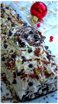 BÛCHE CHOCOLAT,MASCARPONE ET ZESTE DE CITRON VERT