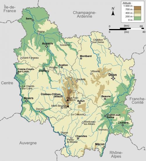 Bourgogne (carte relief)