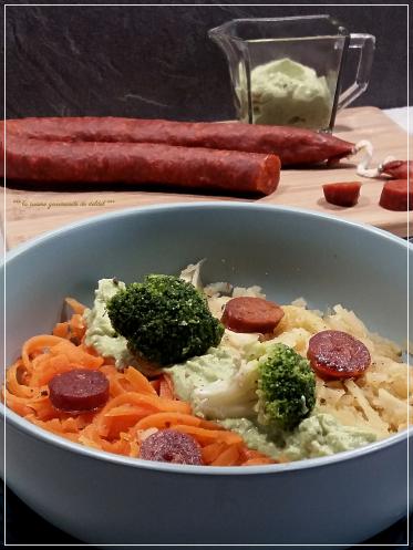 TAGLIATELLES DE CAROTTE ET DE PANAIS ET SA CR7ME DE BROCOLIS