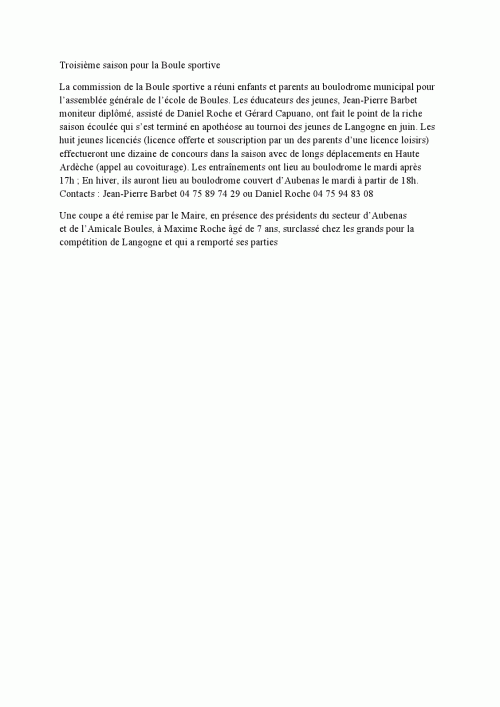 ASSEMBLE BOULE SPORTIVE JEUNE 