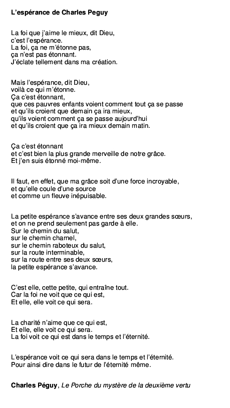 L'espérance de charles Peguy - Notre communauté de Donzy