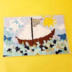 Your children can use their imaginations to create mosaic-style landscapes that look picture-perfect as place mats on your dining room table.                         Make It: Select a large piece of cardstock or thin cardboard for the backdrop. Sketch rough outlines of a simple landscape or have your kids create their own. Let your kids tear colored paper to glue onto the cardboard. When the design is finished, take it to an office supply store for laminating.