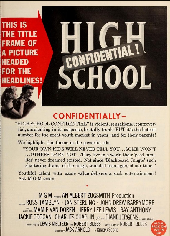 HIGH SCHOOL CONFIDENTIAL US POSTER 1958 