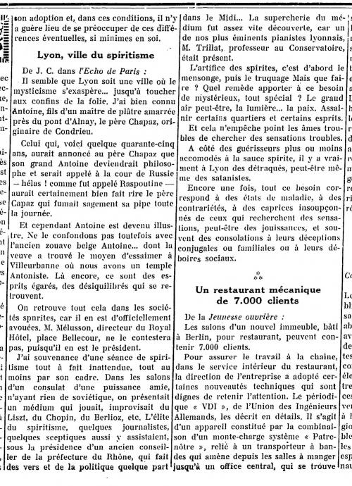 Lyon-Villeurbanne (L'Effort algérien, 23 mai 1931)