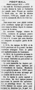23.3.1929 à Tizi-Ouzou Amical OTO-MCA 3-3