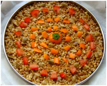 GALETTE DE PETIT ÉPEAUTRE,GRAINES DE COURGE ET POIVRONS