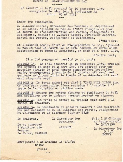  Les P.T.T à Saint-Symphorien-de-Lay