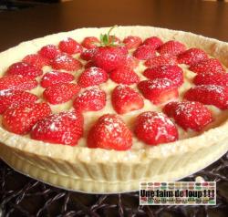 Tarte aux fruits rouges pâte sablée pralin et crème pâtissière tonka