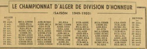 Calendrier 1949/1950