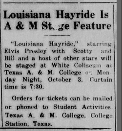 ELVIS 3 OCTOBRE 1955 