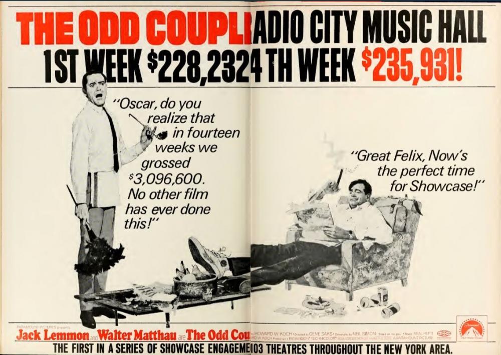 the odd couple record box office 1968 radio city hall new york