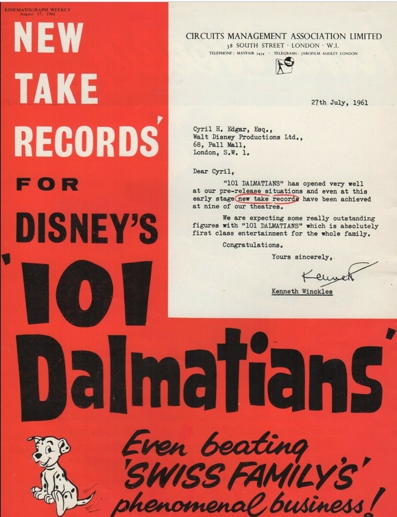 101 DALMATIANS (LES 101 DALMATIENS) box office usa 1961