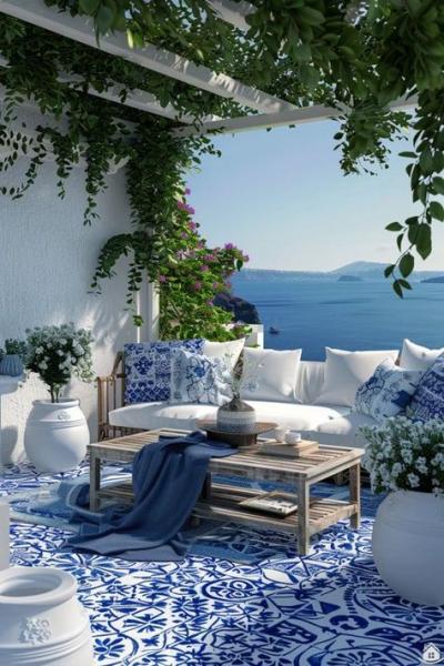 Terrasses à Santorin