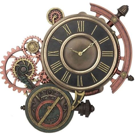 Horloge avec mécanisme rouages engrenages, décoration murale retro ...