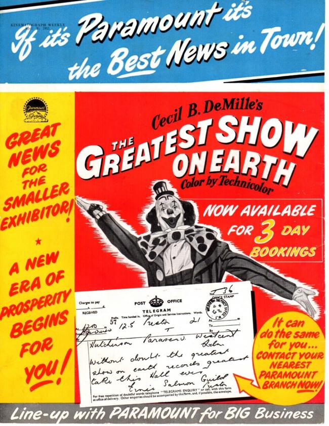BOX OFFICE USA DU 9 JANVIER 1952 AU 15 JANVIER 1952