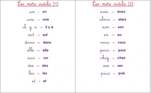 Les mots outils (diff)