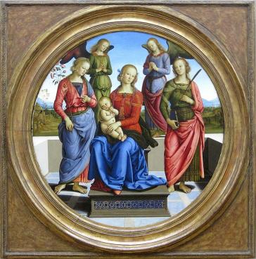 0 Tondo della Vergine col Bambino tra due sante e due angeli - Perugino.JPG