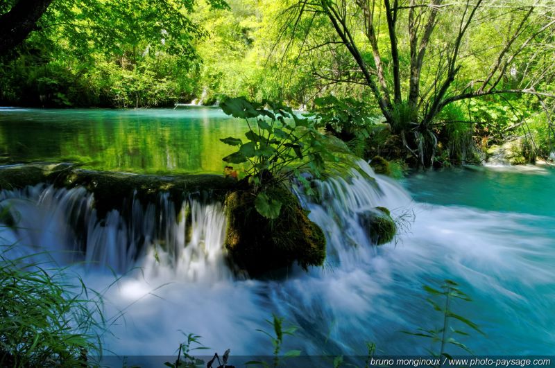 Petits lacs bleu-turquoises, rivières et cascades, visions magiques et paradisiaques....  - Parc National de Plitvice, Croatie