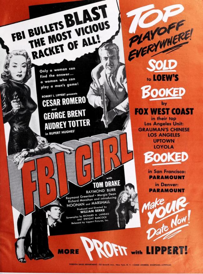 FBI GIRL BOX OFFICE USA 1951
