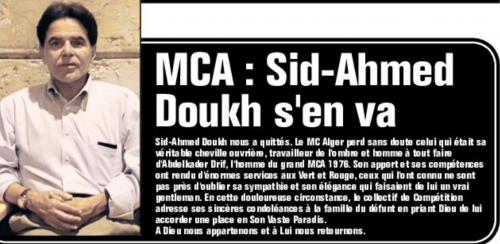 Décès de Doukh Sid-Ahmed