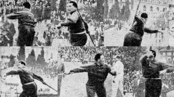 Javelot l'Espagnol Felix Erausquin en 1956