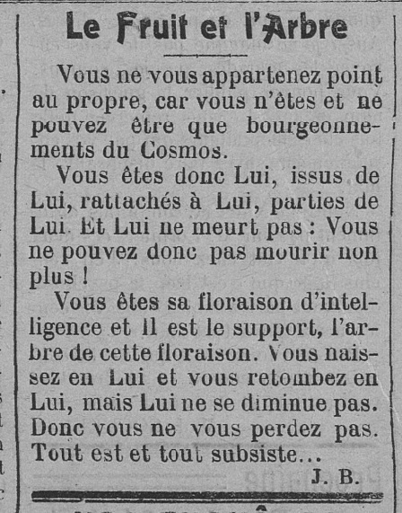 Le Fruit et l'Arbre (Le Fraterniste, 24 avril 1914)