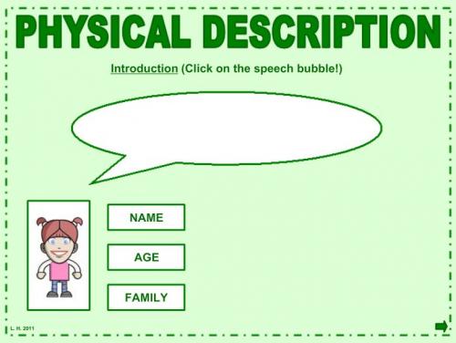 Anglais, "physical description"
