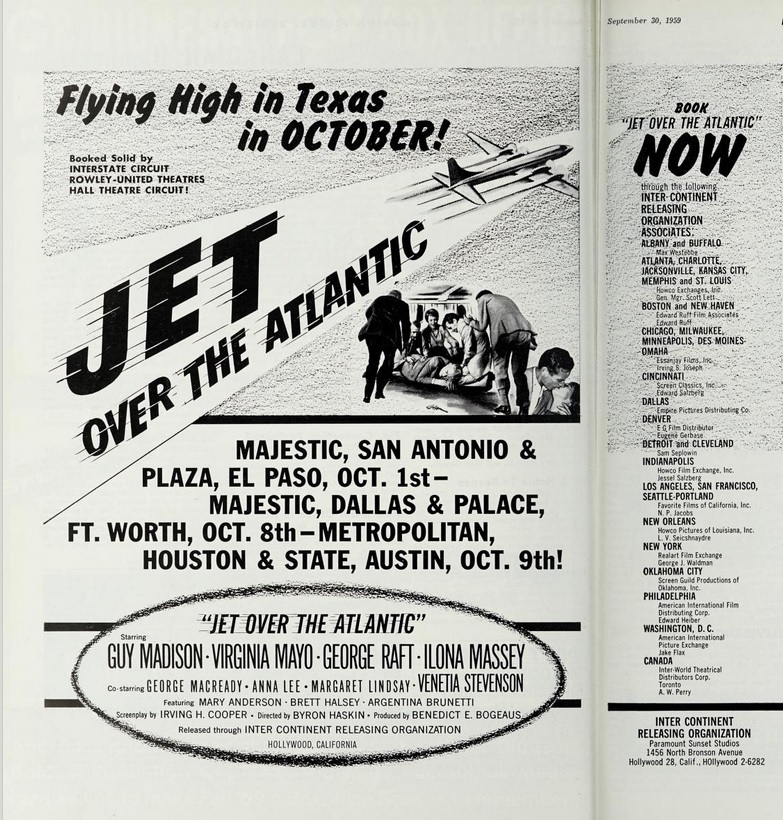 JET OVER THE ATLANTIC BOX OFFICE USA 1959