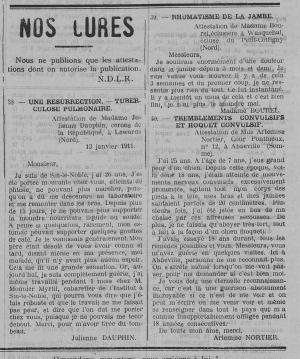 Nos cures (Le Fraterniste, 18 mai 1911)