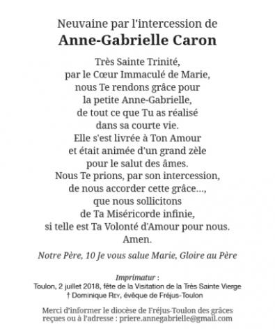 Neuvaine par l'intercession de Anne-Gabrielle Caron