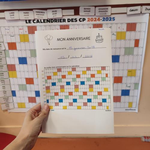 Une fiche pour connaitre son anniversaire 