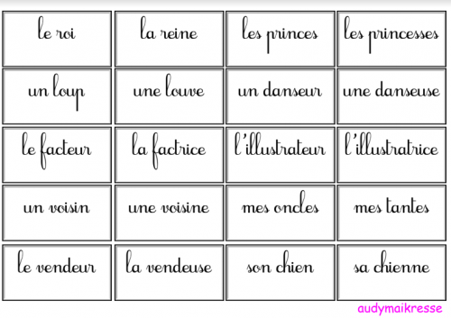 Jeu de mémory masculin féminin