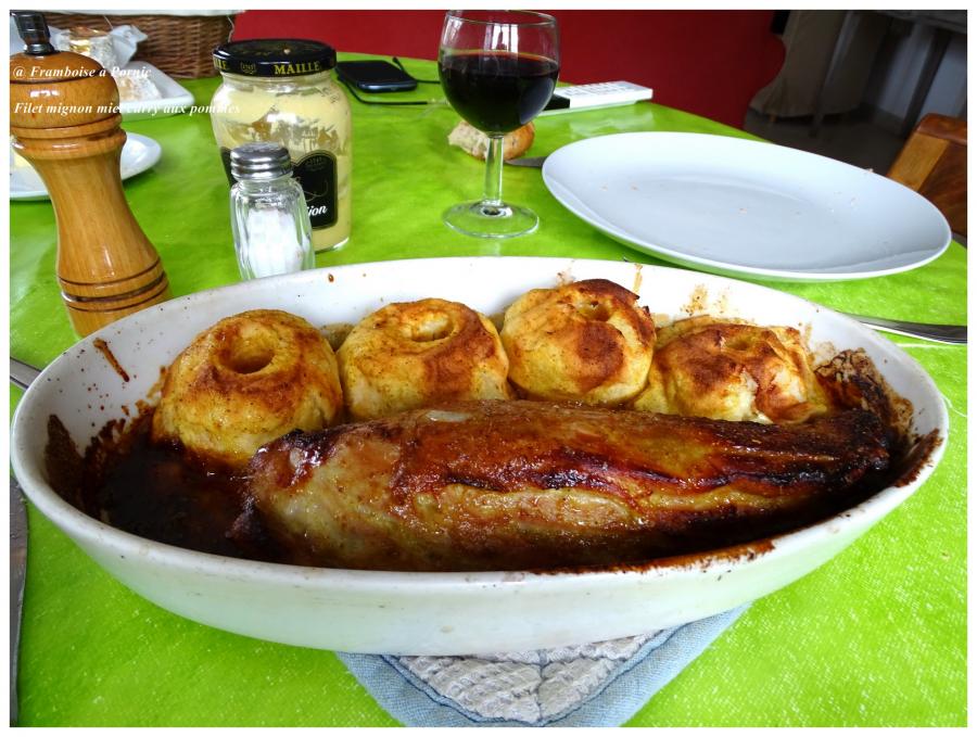 Filet mignon miel curry aux pommes 