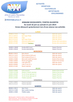Semaine PORTE OUVERTE activités ALF du 16 au 21 juin