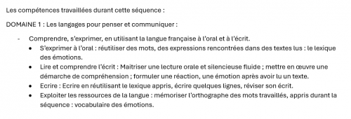 Enrichir le vocabulaire des émotions.