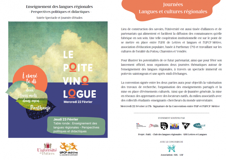 Journées langues et cultures régionales - u. Poitiers