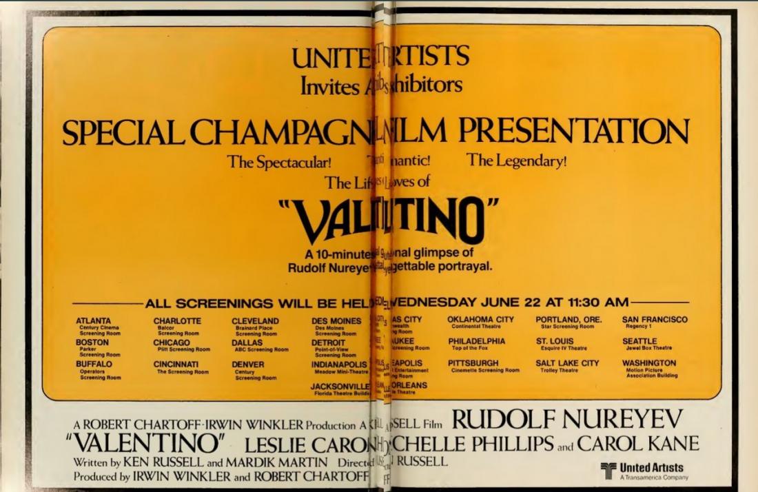 VALENTINO BOX OFFICE USA 1977