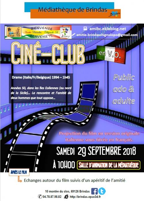 Notre prochain ciné-club 29 septembre 2018