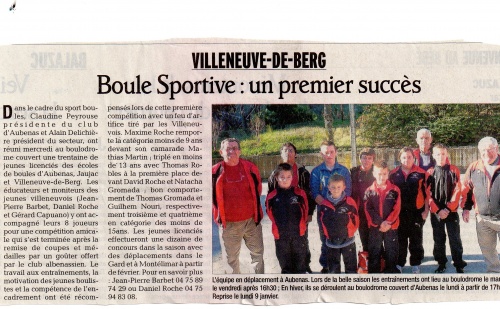 BOULE AMICALE VILLENEUVE DE BERG jeunes