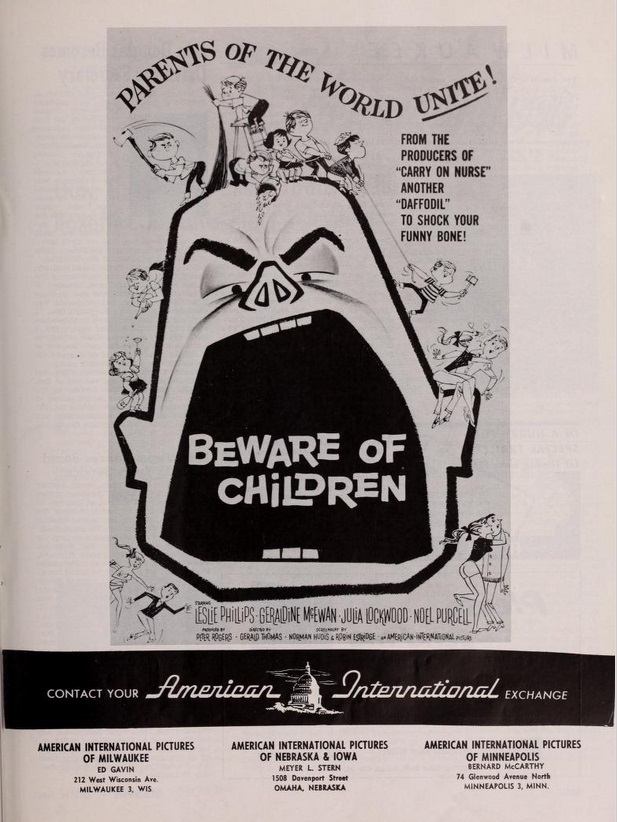 BEWARE THE CHILDREN - NO KIDDING BOX OFFICE USA 1961 