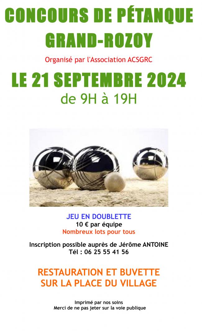 Concours de Pétanque le 21 septembre 2024