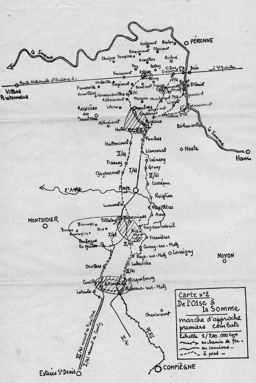 Cartographie du journal des opérations de guerre du 41° RI - Mai et juin 1940