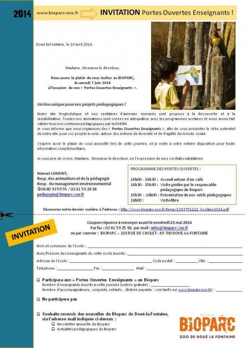 Invitation gratuite Bioparc49