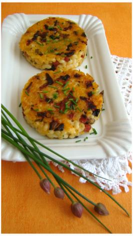 GALETTE DE COQUILLETTES,CHORIZO,CHAMPIGNONS