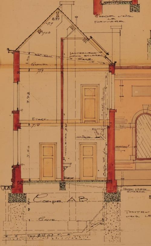 Schaerbeek - Temple antoiniste - Coupe latérale